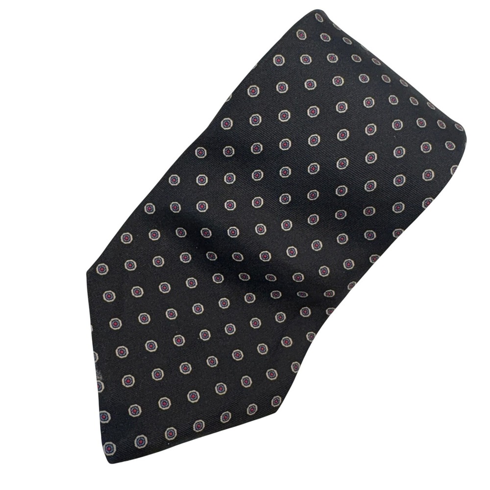 Stafford Executive Men's Silk Tie Black Red White Pin Dot Geometric pattern